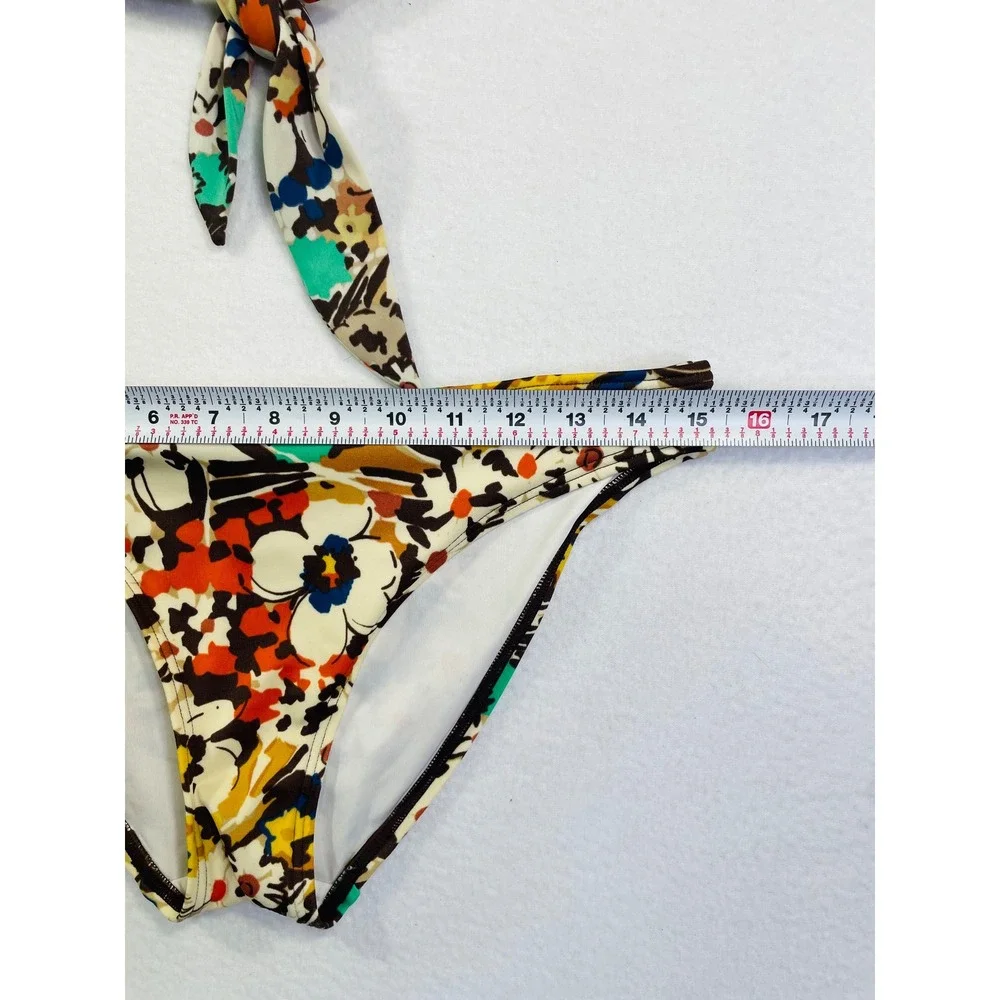 Victorias Secret Floral Bikini Set Hippie Halter T-Back Swimsuit Small Boho
